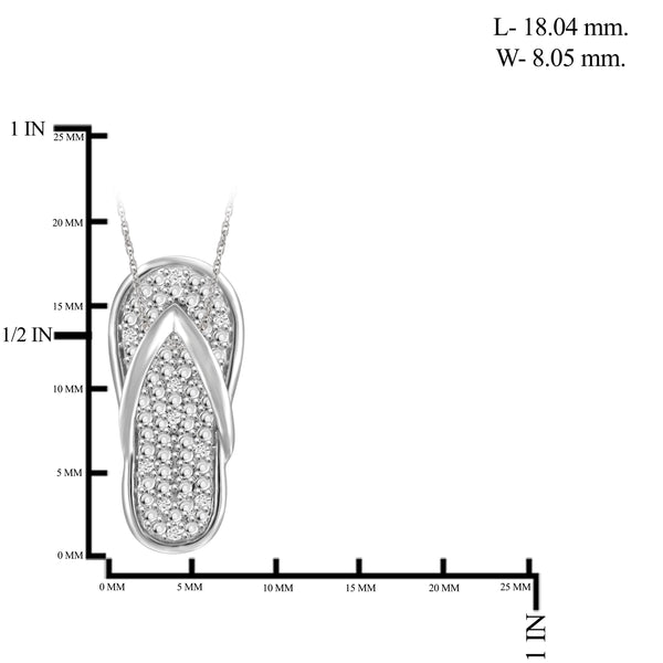 JewelonFire 1/20 Carat T.W. White Diamond Sterling Silver Flip-Flop Pendant - Assorted Colors