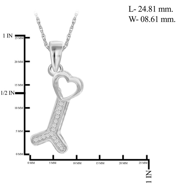 JewelonFire 1/20 Ctw White Diamond Sterling Silver Bone with Heart Pendant