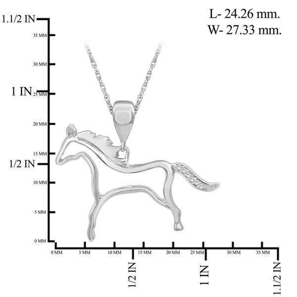 JewelonFire Accent White Diamond Sterling Silver Horse Pendant