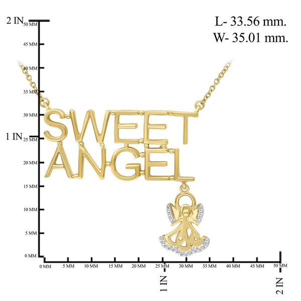 JewelonFire 1/20 Ctw White Diamond "Sweet Angel" Necklace in 14kt Gold over Silver