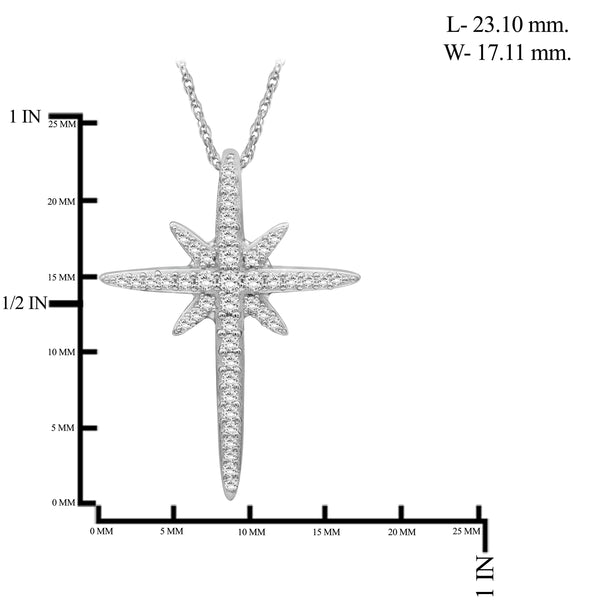 JewelonFire 1/5 Carat T.W. White Diamond Sterling Silver Cross Pendant - Assorted Colors