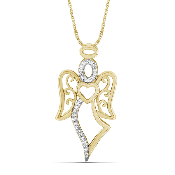 JewelonFire 1/5 Ctw White Diamond Angel Pendant in Sterling Silver - Assorted Finish