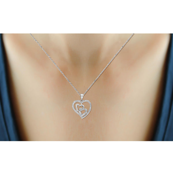 JewelonFire Accent White Diamond Sterling Silver Heart Pendant - Assorted Colors