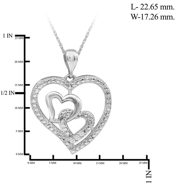 JewelonFire Accent White Diamond Sterling Silver Heart Pendant - Assorted Colors