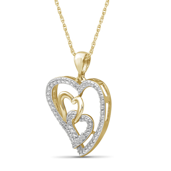 JewelonFire Accent White Diamond Sterling Silver Heart Pendant - Assorted Colors