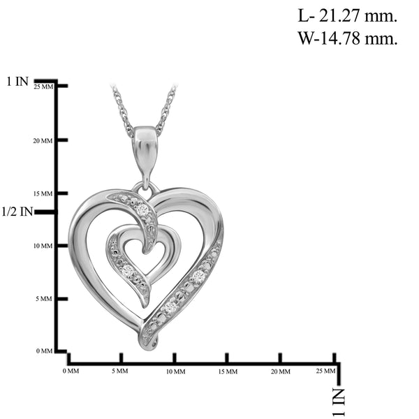 JewelonFire 1/20 Carat T.W. White Diamond Sterling Silver Heart Pendant - Assorted Colors