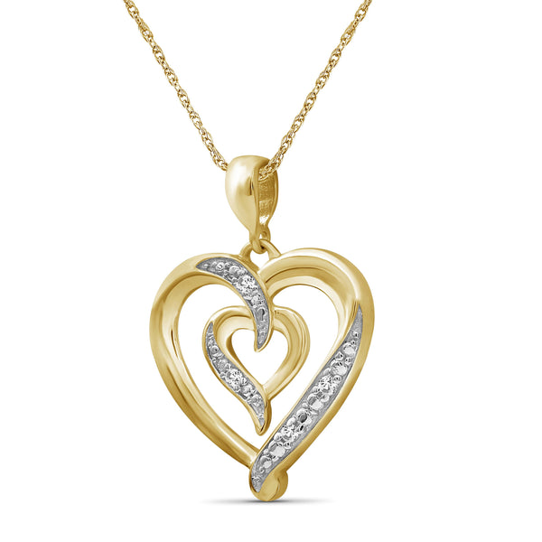 JewelonFire 1/20 Carat T.W. White Diamond Sterling Silver Heart Pendant - Assorted Colors