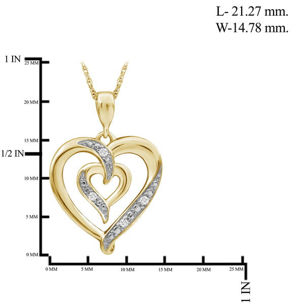 JewelonFire 1/20 Carat T.W. White Diamond Sterling Silver Heart Pendant - Assorted Colors