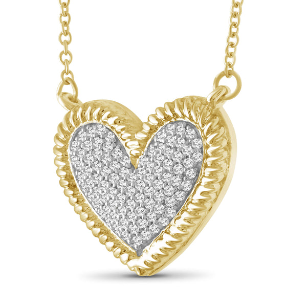 JewelonFire 1/4 Carat T.W. White Diamond Sterling Silver Heart Pendant - Assorted Colors