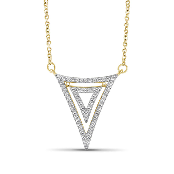 JewelonFire 1/5 Ctw White Diamond Sterling Silver Triangle Pendant - Assorted Colors