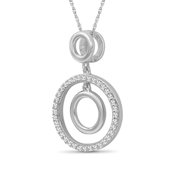 JewelonFire 1/4 Ctw White Diamond Sterling Silver Circle Pendant - Assorted Colors