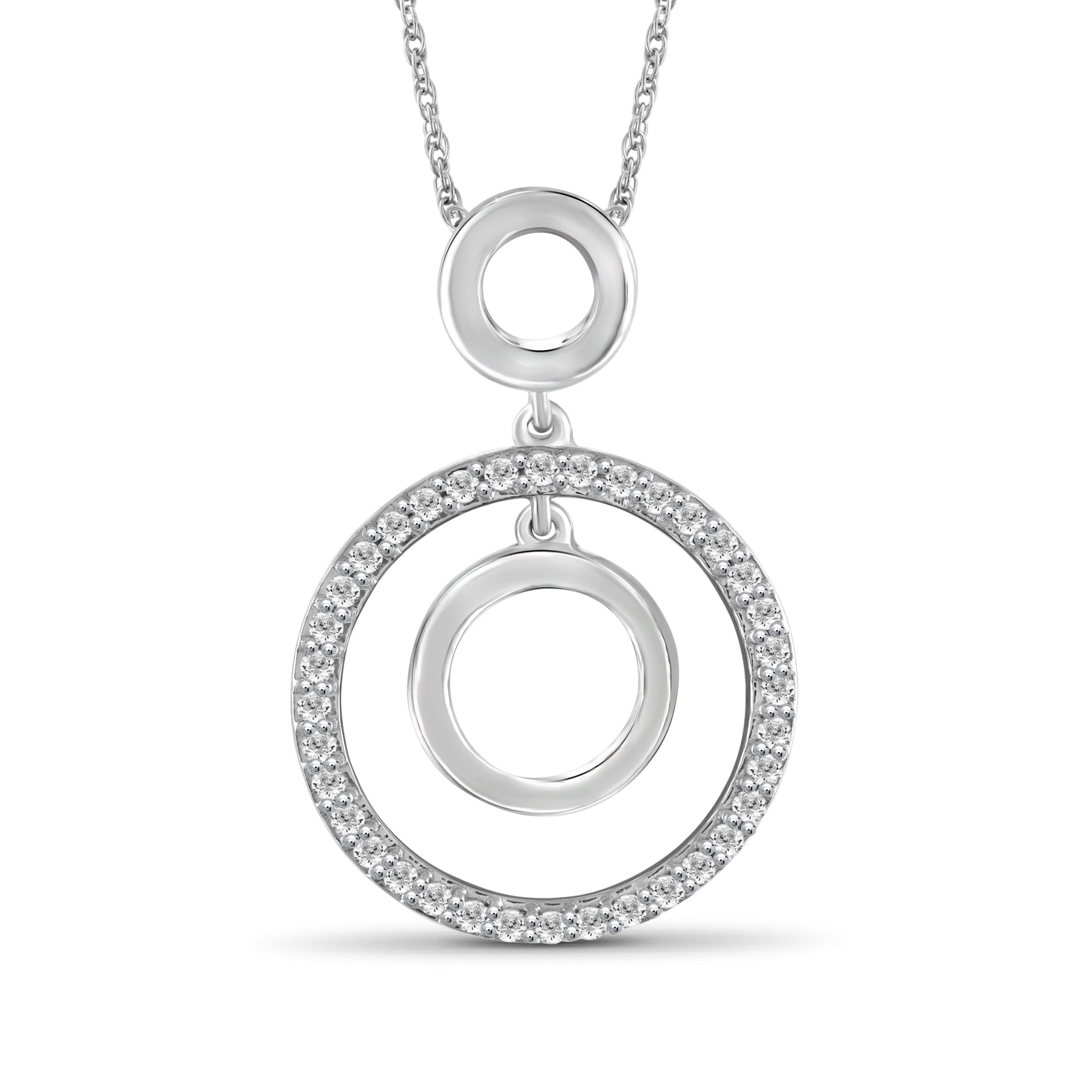 JewelonFire 1/4 Ctw White Diamond Sterling Silver Circle Pendant - Assorted Colors