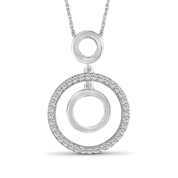 JewelonFire 1/4 Ctw White Diamond Sterling Silver Circle Pendant - Assorted Colors